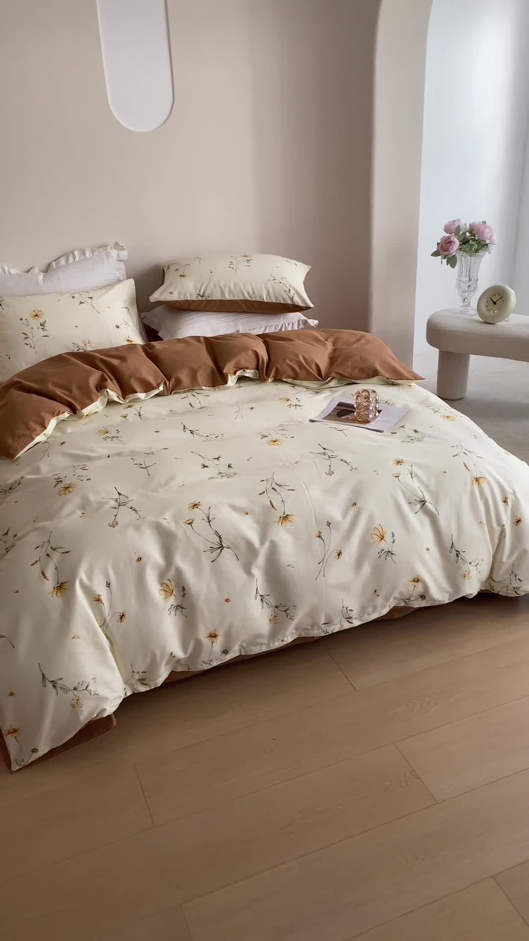 91家纺网 家纺一手货源 找家纺 沐棉家居 2023新款13372小清新全棉印花四件套 花妍