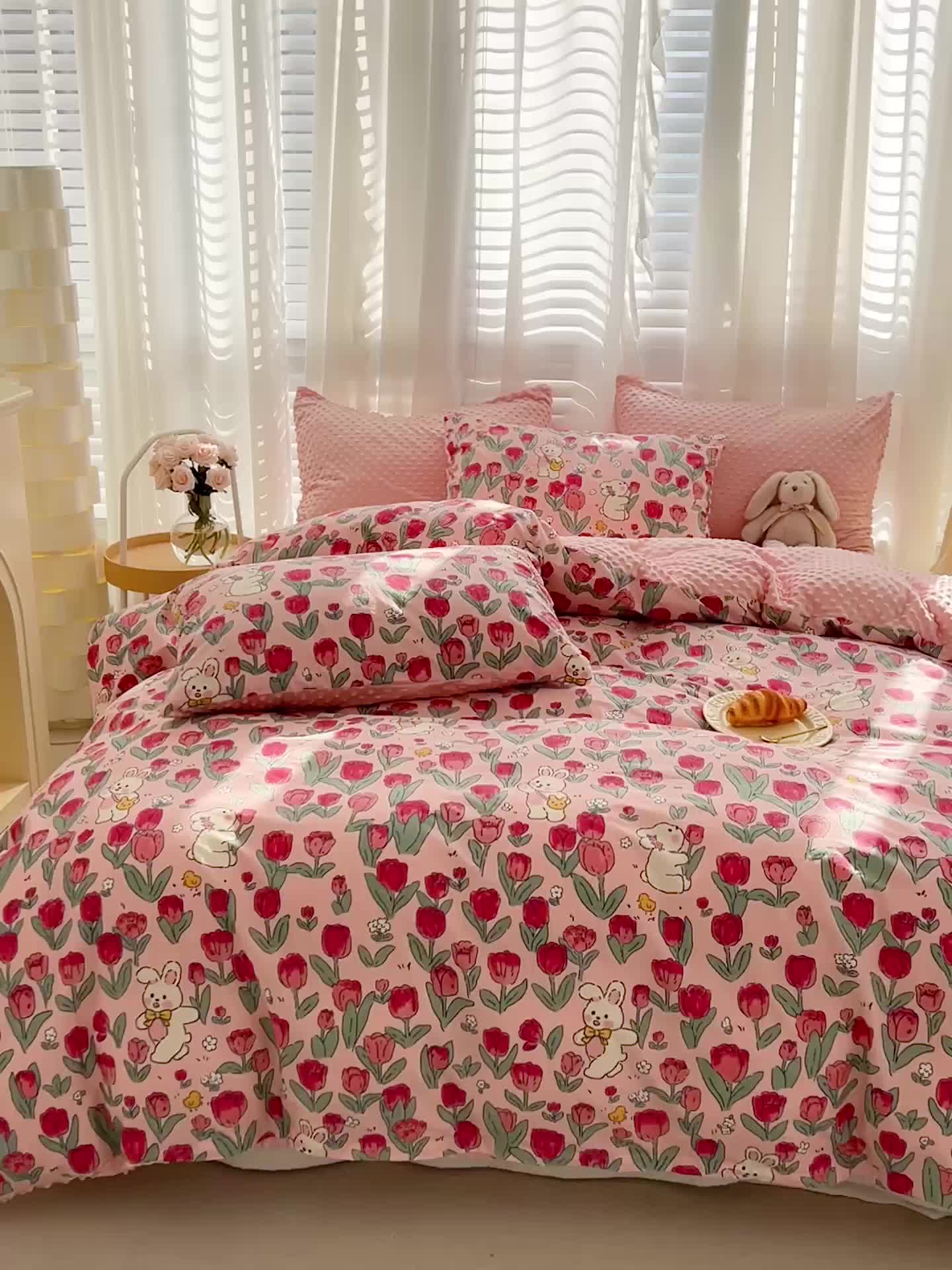 91家纺网 家纺一手货源 找家纺 （总）梦家居 2023新款全棉加安抚豆豆绒被套两件套三件套