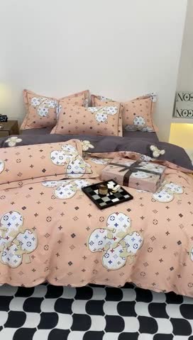 91家纺网 家纺一手货源 找家纺 棉生活 2022新款全棉铂金棉小资系列四件套 温情贵族粉