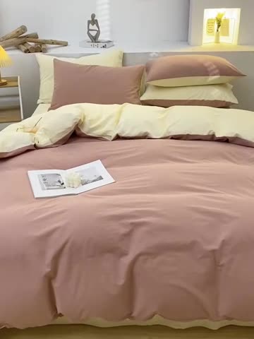 91家纺网 家纺一手货源 找家纺 （总）柠萌家居 2024新款全棉双拼水洗棉四件套