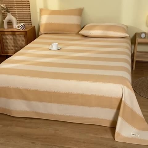 91家纺网 家纺一手货源 找家纺 卧趣家纺 2023新款全棉老粗布单品系列单床单 旷野-桔