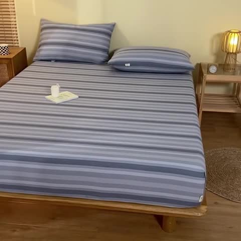 91家纺网 家纺一手货源 找家纺 卧趣家纺 2023新款全棉老粗布单品系列单床笠 晴山-兰