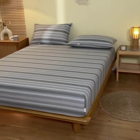 91家纺网 家纺一手货源 找家纺 卧趣家纺 2023新款全棉老粗布单品系列单床笠 晴山-灰