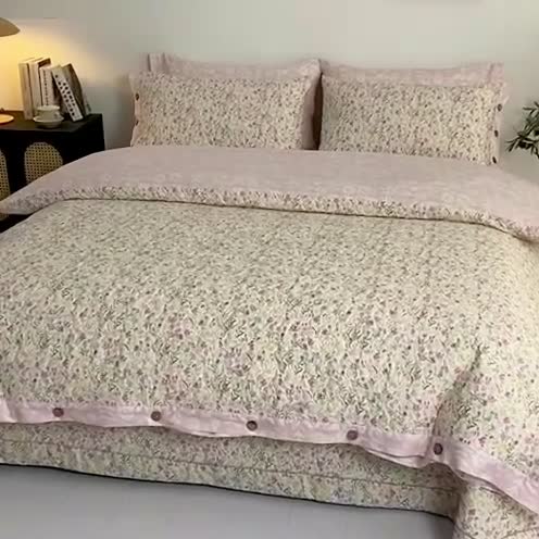 91家纺网 家纺一手货源 找家纺 优乐家纺 2023新款全棉印花绗绣四件套 飞羽