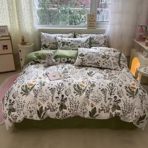 91家纺网 家纺一手货源 找家纺 （总）蓝邻 2023新款全棉印花花卉系列四件套