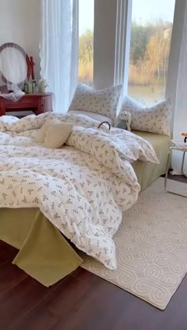 91家纺网 家纺一手货源 找家纺 千朵 2023新款双层纱四件套 醉清风