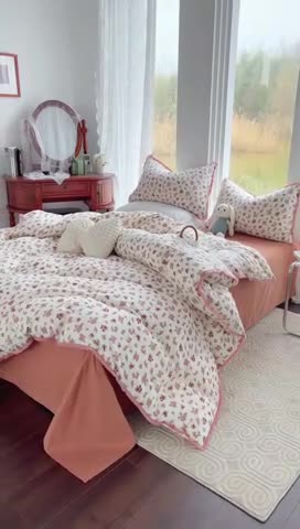 91家纺网 家纺一手货源 找家纺 千朵 2023新款双层纱四件套 花拾