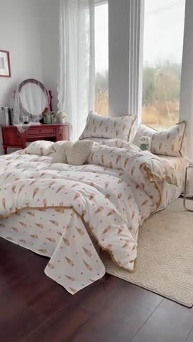 91家纺网 家纺一手货源 找家纺 千朵 2023新款双层纱四件套 冰激凌