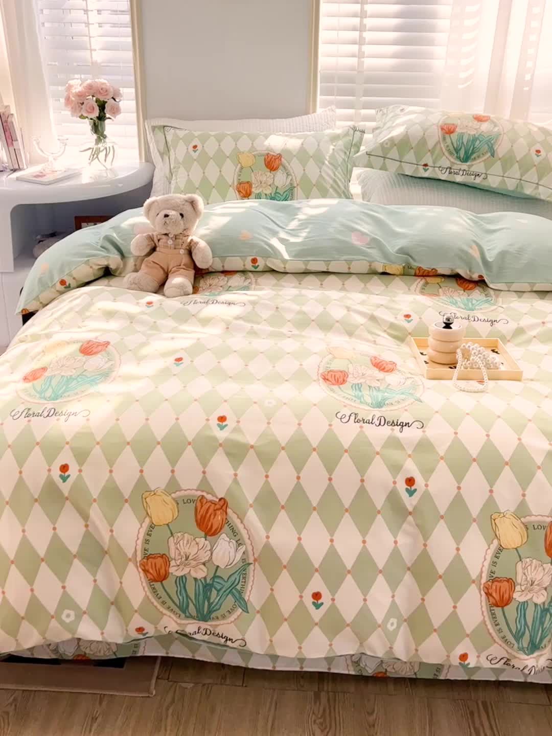 91家纺网 家纺一手货源 找家纺 乐童家纺 2024新款网红直播爆款吊边＋一字绣工艺款四件套-第四波 空中花园