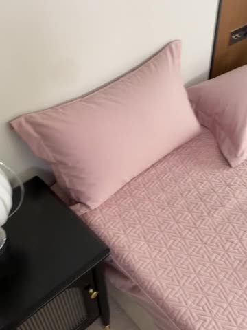 91家纺网 家纺一手货源 找家纺 小米笠 2023新款100支长绒棉夹棉抗菌床笠夹棉床笠四件套款纯色轻奢 米立方-粉