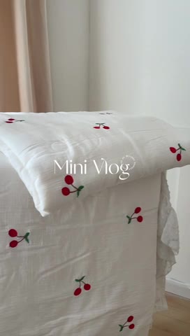 91家纺网 家纺一手货源 找家纺 木楌 2024新款双层皱皱纱刺绣款夏被 小樱桃