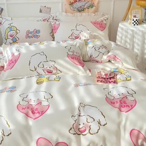 91家纺网 家纺一手货源 找家纺 花伞家居 2024直播网销斜纹加厚磨毛印花植物羊绒四件套 摩托汪