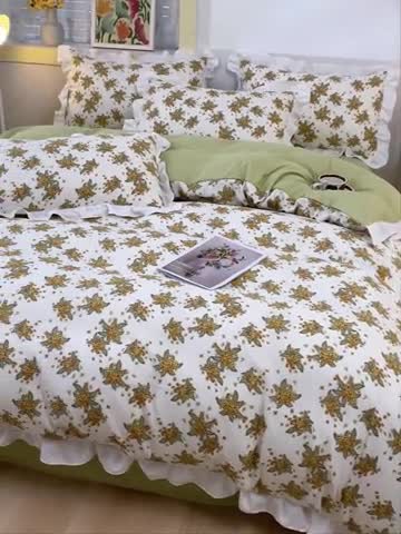 91家纺网 家纺一手货源 找家纺 澳梵  2023新款法式清新四件套-晚风告白 栀子花香