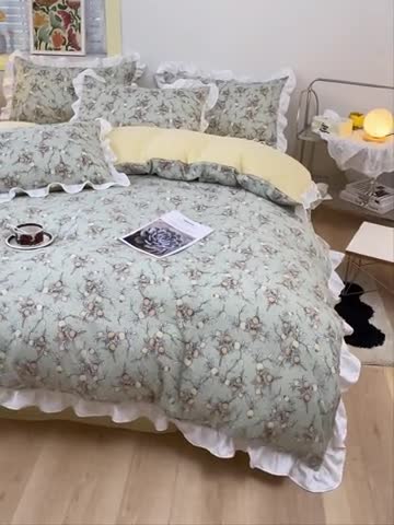 91家纺网 家纺一手货源 找家纺 澳梵  2023新款法式清新四件套-晚风告白 石榴花