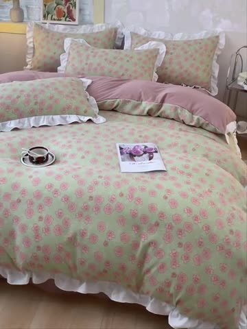 91家纺网 家纺一手货源 找家纺 澳梵  2023新款法式清新四件套-晚风告白 瑞丽