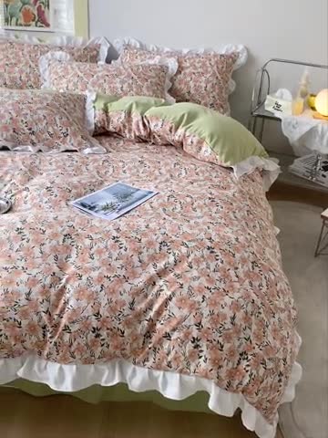 91家纺网 家纺一手货源 找家纺 澳梵  2023新款法式清新四件套-晚风告白 花间游