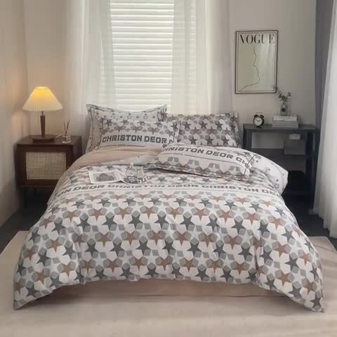 91家纺网 家纺一手货源 找家纺 沐白家居 2023全棉13376全棉印花四件套 星仕