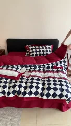 91家纺网 家纺一手货源 找家纺 （总）星野 2023新款100支双股澳棉提花四件套-洛伦娜