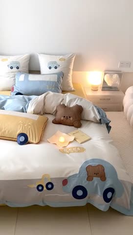 91家纺网 家纺一手货源 找家纺 （总）星野 2023新款100支双股澳棉提花四件套-公路奇遇记