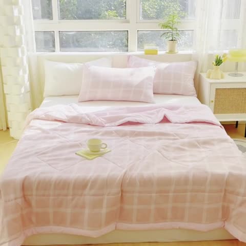 91家纺网 家纺一手货源 找家纺 慕尚 2025新款无印风夏被 英伦格