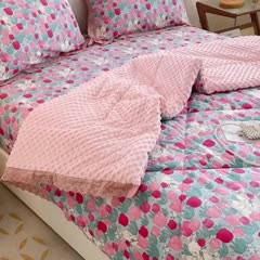 91家纺网 家纺一手货源 找家纺 一米阳光 2023新款纯棉蕾丝豆豆被被子被芯 乖乖兔