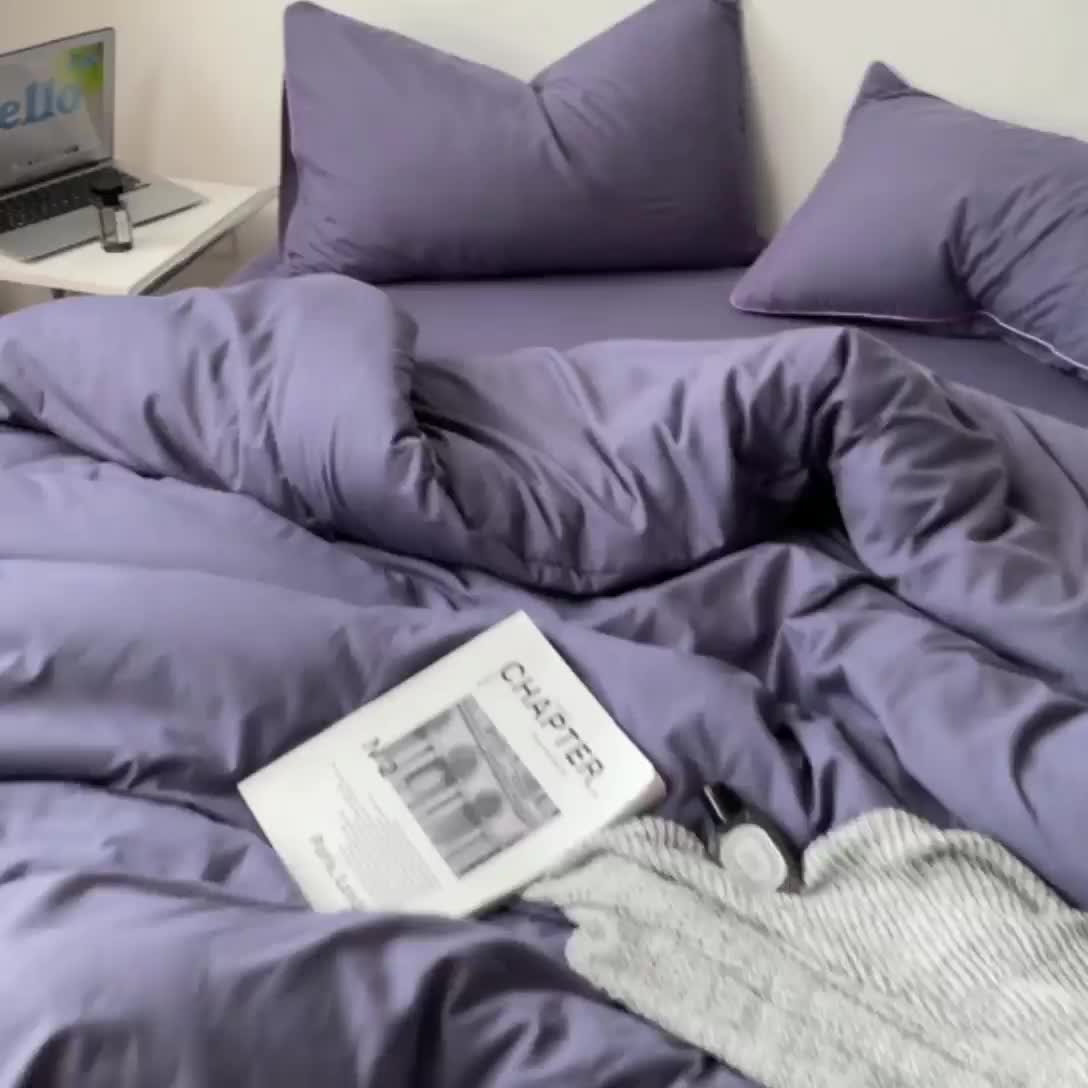 91家纺网 家纺一手货源 找家纺 蓝淋家纺 2023新款双拼水洗棉高级感亲肤四件套/三件套 纯烟熏