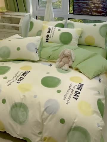 91家纺网 家纺一手货源 找家纺 HL原创 新款全棉小清新系列13070全棉40支四件套 告白气球