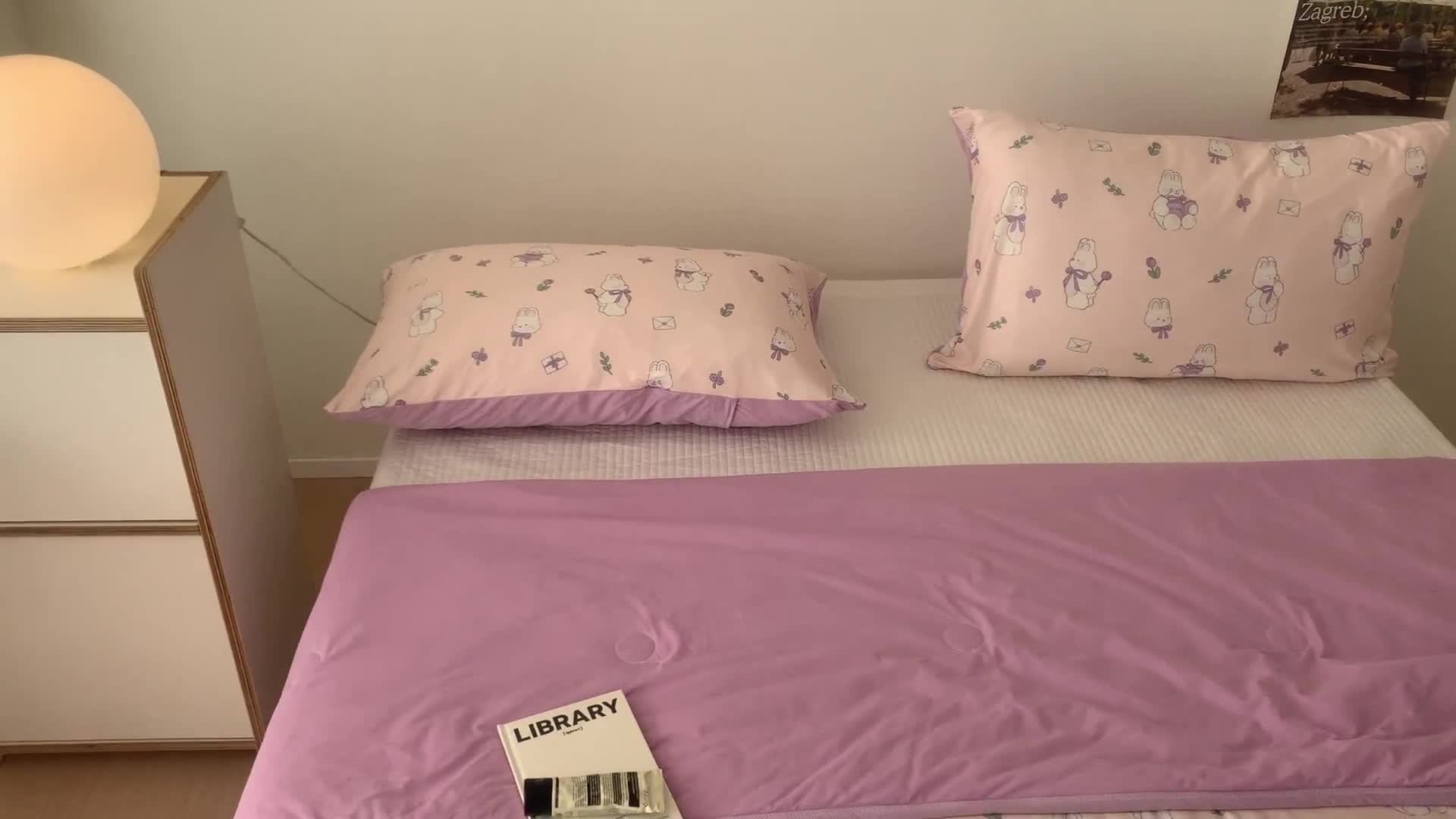 91家纺网 家纺一手货源 找家纺 星期八 2023新款针织棉卡通夏被被子被芯 萌兔粉