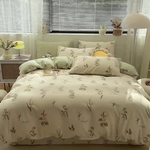 91家纺网 家纺一手货源 找家纺 绵庭 2023新款12868全棉ins小清新印花四件套 清然花香