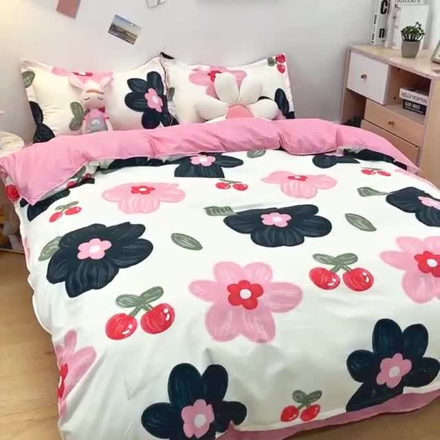 91家纺网 家纺一手货源 找家纺 乐居坊 2023新款芦荟棉四件套（3月新花型） 樱花细雨