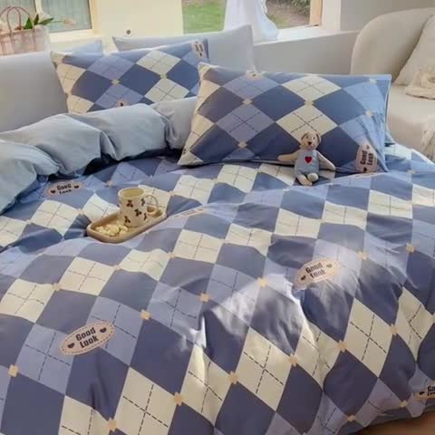 91家纺网 家纺一手货源 找家纺 田野 2023新款13372全棉四件套 英伦