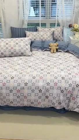 91家纺网 家纺一手货源 找家纺 晨希 2023年新款全棉印花北欧款多规格四件套 清风