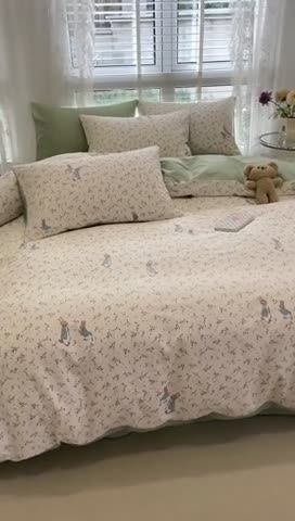 91家纺网 家纺一手货源 找家纺 晨希2023年新款全棉花卉印花简约款多规格四件套 彼得兔