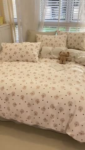 91家纺网 家纺一手货源 找家纺 晨希2023年新款全棉卡通印花简约款多规格四件套  绒兔