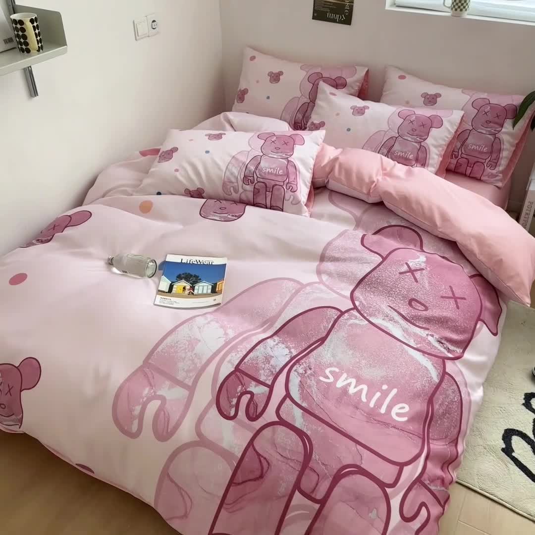 91家纺网 家纺一手货源 找家纺 色鬼布艺 2023新款博主风水洗真丝天丝床单床笠款四件套 流沙