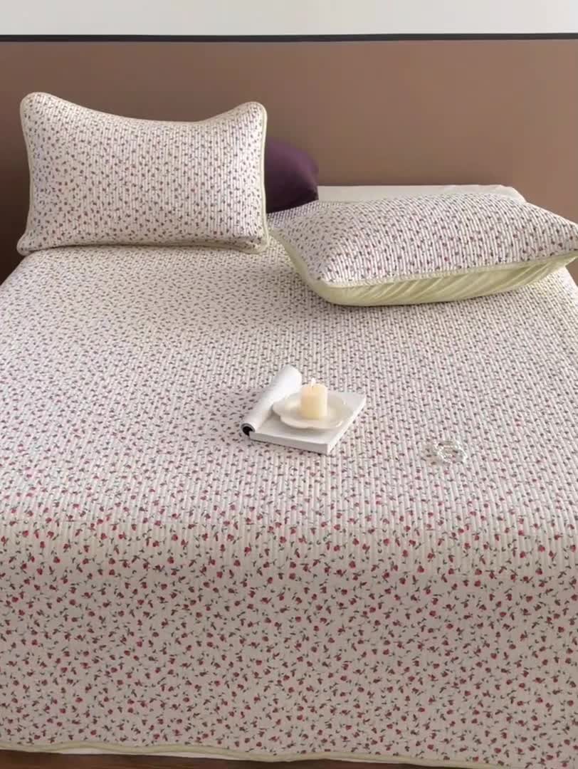 91家纺网 家纺一手货源 找家纺 汇庭 2023新款大鹅水洗棉床盖三件套 艾薇庄园