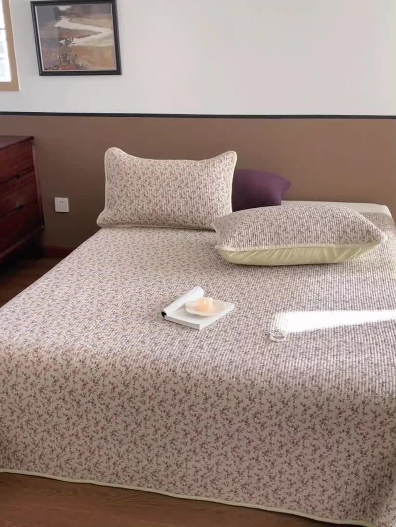 91家纺网 家纺一手货源 找家纺 汇庭 2023新款大鹅水洗棉床盖三件套 莫奈庄园