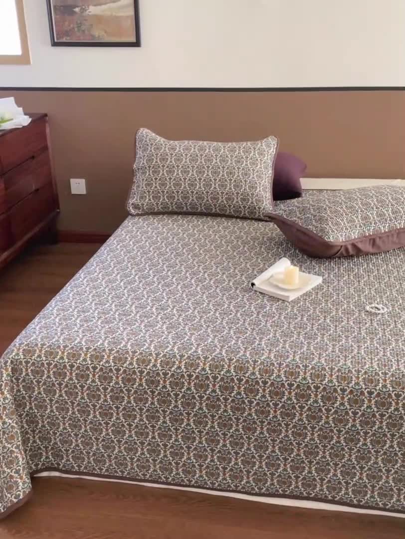 91家纺网 家纺一手货源 找家纺 汇庭 2023新款大鹅水洗棉床盖三件套 尼亚庄园