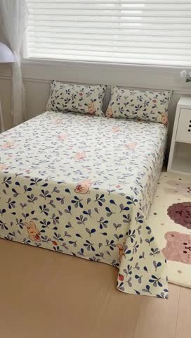 91家纺网 家纺一手货源 找家纺 居美良品 2025新款老粗布床单 草莓兔