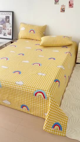 91家纺网 家纺一手货源 找家纺 居美良品 2025新款老粗布床单 彩虹格