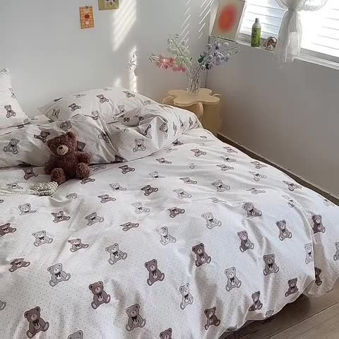 91家纺网 家纺一手货源 找家纺 怡家居 2023春夏新款全棉卡通系列四件套 小熊仔