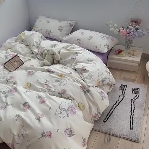 91家纺网 家纺一手货源 找家纺 怡家居 2023春夏新款全棉卡通系列四件套 小小兔