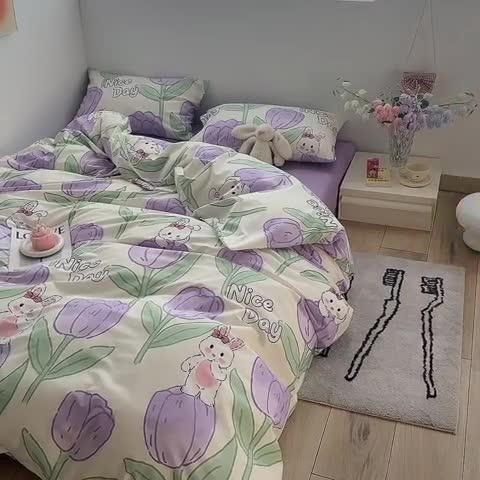 91家纺网 家纺一手货源 找家纺 怡家居 2023春夏新款全棉卡通系列四件套 琪琪宝贝