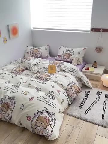 91家纺网 家纺一手货源 找家纺 怡家居 2023春夏新款全棉卡通系列四件套 浪漫女孩