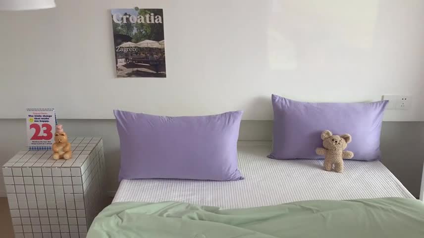 91家纺网 家纺一手货源 找家纺 星期八 2023马卡龙针织棉大豆夏被 紫绿