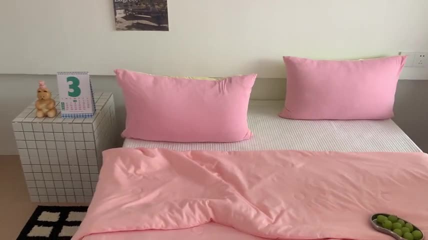 91家纺网 家纺一手货源 找家纺 星期八 2023马卡龙针织棉大豆夏被 桃粉浅粉