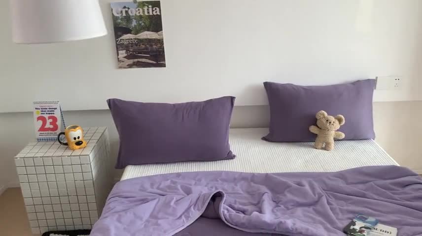 91家纺网 家纺一手货源 找家纺 星期八 2023马卡龙针织棉大豆夏被 深紫浅紫