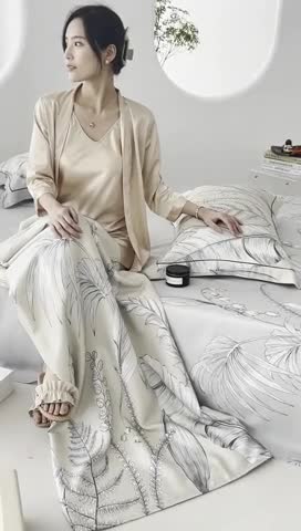 91家纺网 家纺一手货源 找家纺 榻尚 2023新款竹纤维印花夏凉席三件套 盛夏灰