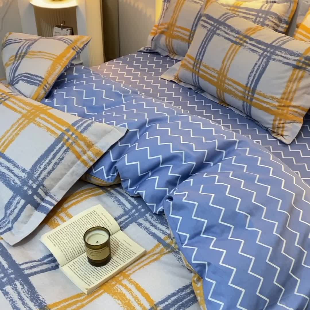 91家纺网 家纺一手货源 找家纺 钰伶 2025新款全棉13372印花纯棉床单床笠款四件套 巴罗格