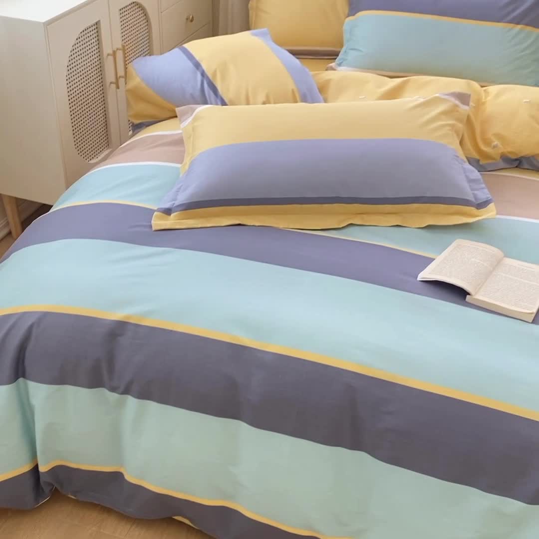 91家纺网 家纺一手货源 找家纺 钰伶 2025新款全棉13372印花纯棉床单床笠款四件套 佩里亚